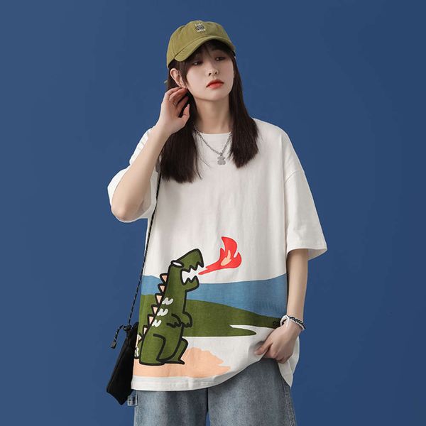 short sleeve trendy men's t-shirt 2021 summer mini dinosaur print large, White;black
short sleeve trendy men's t-shirt 2021 summer mini dinosaur print large, White;black