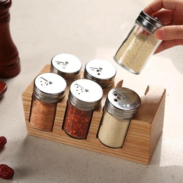storage bottles & jars glass seasoning bottle set solid wood vertical salt and pepper shaker stainless steel rotating kitchen supplies
storage bottles & jars glass seasoning bottle set solid wood vertical salt and pepper shaker stainless steel rotating kitchen supplies