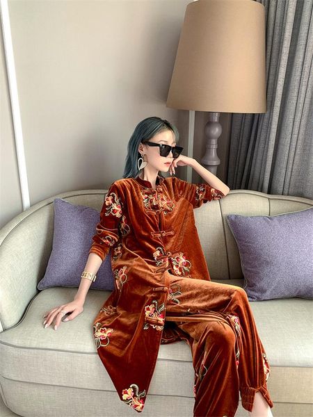 women's jackets stand collar velvet jacket 2021 spring autumn retro ethnic style mid-length print disc buckle coat fashion clothes y100, Black;brown
women's jackets stand collar velvet jacket 2021 spring autumn retro ethnic style mid-length print disc buckle coat fashion clothes y100, Black;brown