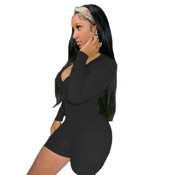 women's jumpsuits & rompers letter lucky lable embroidery playsuit woman long sleeve button v neck skinny fitness biker shorts active w, Black;white
women's jumpsuits & rompers letter lucky lable embroidery playsuit woman long sleeve button v neck skinny fitness biker shorts active w, Black;white