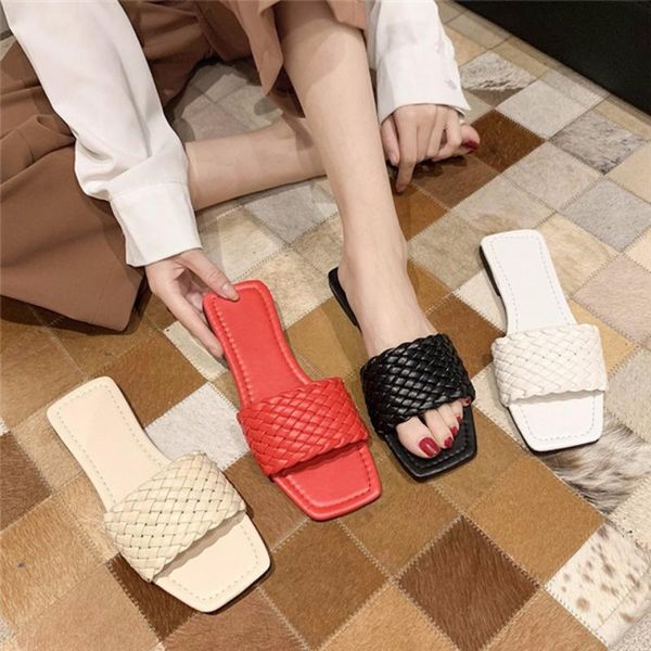 slippers 2021 spring solid color square toe flat women's shoes woven fashionable comfortable daily, Black
slippers 2021 spring solid color square toe flat women's shoes woven fashionable comfortable daily, Black