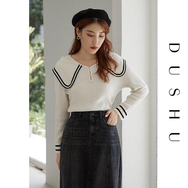 women's sweaters dushu plus size striped white knitted sweater women long sleeve autumn black pollover female slim elegant kniwear jump, White;black
women's sweaters dushu plus size striped white knitted sweater women long sleeve autumn black pollover female slim elegant kniwear jump, White;black