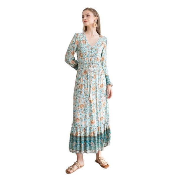 casual dresses buttoned boho floral drawstring waist maxi dress women 2021 autumn spring elegant ladies tassel long sleeve robe, Black;gray
casual dresses buttoned boho floral drawstring waist maxi dress women 2021 autumn spring elegant ladies tassel long sleeve robe, Black;gray