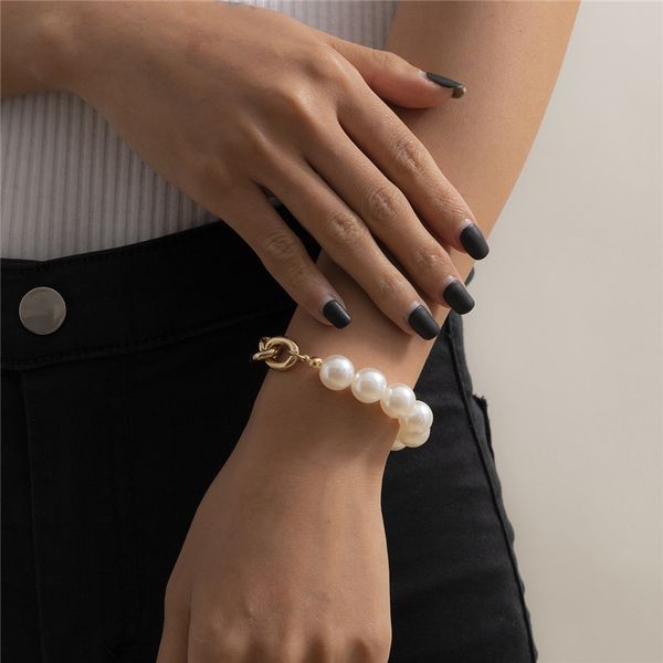 european punk chain imitation pearl mix bracelet irregular mixture color alloy thick chains female party gift gold bracelets jewelry accesso, Black
european punk chain imitation pearl mix bracelet irregular mixture color alloy thick chains female party gift gold bracelets jewelry accesso, Black