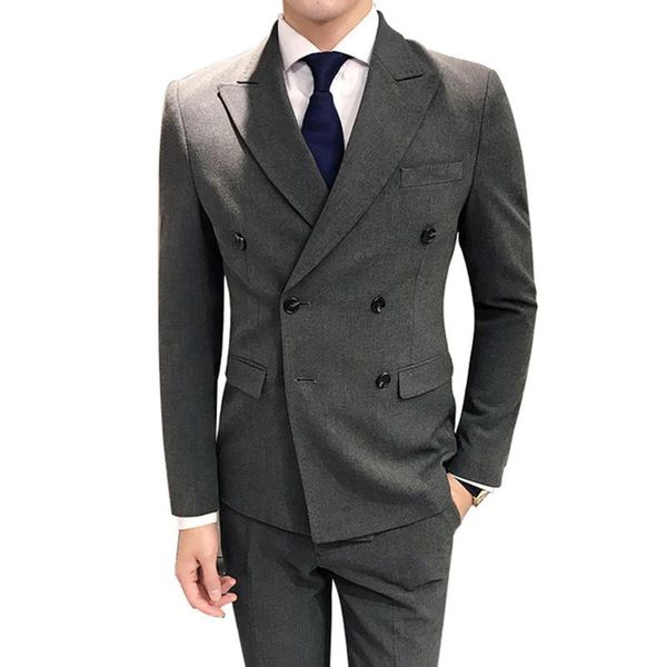 men's suits & blazers double breasted suit men grade designer comforts costume homme solid color slim fit formal wedding dress all set, White;black
men's suits & blazers double breasted suit men grade designer comforts costume homme solid color slim fit formal wedding dress all set, White;black