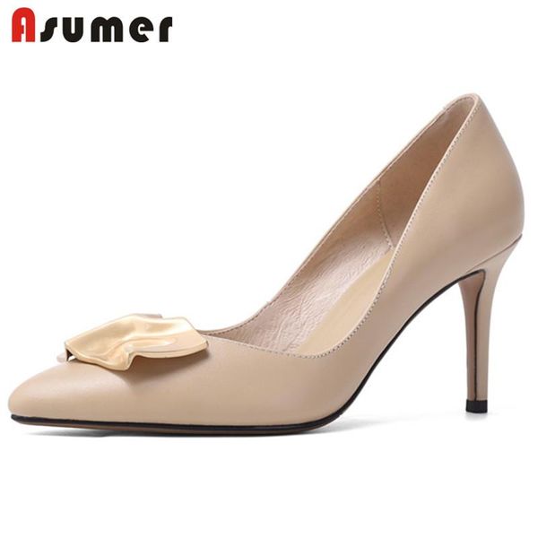 dress shoes asumer 2021 arrival women pumps genuine leather pointed toe single spring summer elegant party wedding ladies, Black
dress shoes asumer 2021 arrival women pumps genuine leather pointed toe single spring summer elegant party wedding ladies, Black