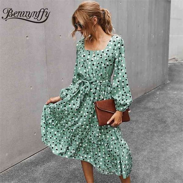 autumn winter elegant polka dot long dresses with belt women vintage square collar sleeve office a-line dress 210510, Black;gray
autumn winter elegant polka dot long dresses with belt women vintage square collar sleeve office a-line dress 210510, Black;gray