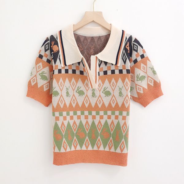 sweater knit 2021 summer v-neck rabbit pattern color blocking pullover short sleeve women's top, White;black
sweater knit 2021 summer v-neck rabbit pattern color blocking pullover short sleeve women's top, White;black