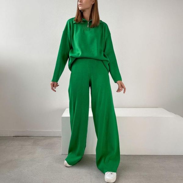 women's two piece pants novalya loose turn down collar pullover suits women fashion zipper knitted suit elegant wide leg female ladies, White
women's two piece pants novalya loose turn down collar pullover suits women fashion zipper knitted suit elegant wide leg female ladies, White