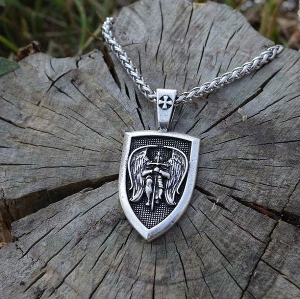 pendant necklaces fashion design angel saint michael protection aegis men's casual amulet jewelry, Silver
pendant necklaces fashion design angel saint michael protection aegis men's casual amulet jewelry, Silver