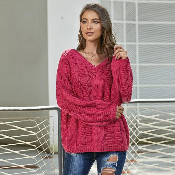 women's sweaters winter thickened knitting v-neck long sleeve loose pullover, White;black
women's sweaters winter thickened knitting v-neck long sleeve loose pullover, White;black
