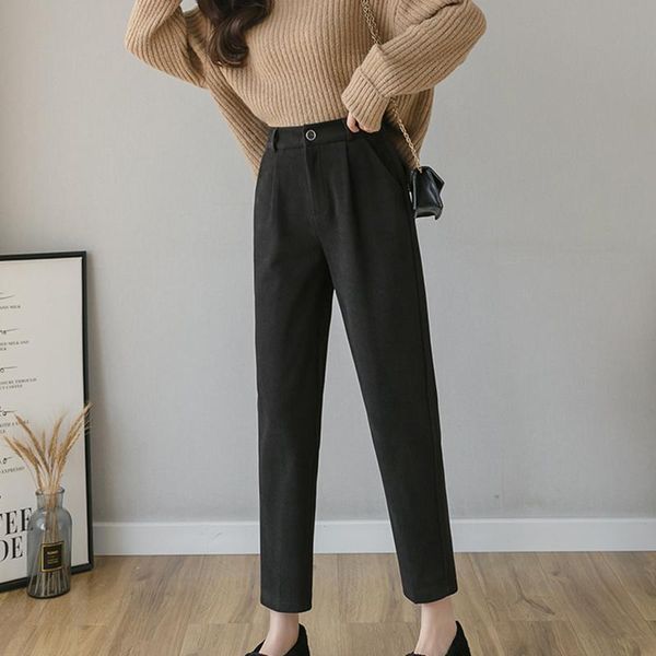 women's pants & capris winter women solid wool slim hight waist trousers elegant office ladies harem pantalon mujer, Black;white
women's pants & capris winter women solid wool slim hight waist trousers elegant office ladies harem pantalon mujer, Black;white