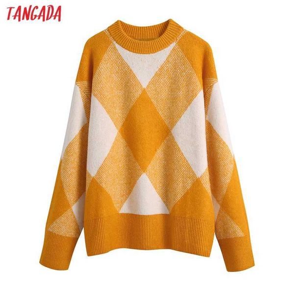tangada women plaid oversized knitted sweater jumper long sleeve female pullovers be304 210922, White;black
tangada women plaid oversized knitted sweater jumper long sleeve female pullovers be304 210922, White;black