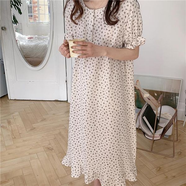 women's sleepwear summer nightgowns women dress floral print soft cotton ruffles short sleeve sleepdress home clothes nightdress pijama, Black;red
women's sleepwear summer nightgowns women dress floral print soft cotton ruffles short sleeve sleepdress home clothes nightdress pijama, Black;red