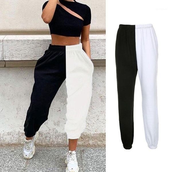 women contrast color patchwork jogger pants high waist loose harem sweatpants mxma women's & capris, Black;white
women contrast color patchwork jogger pants high waist loose harem sweatpants mxma women's & capris, Black;white