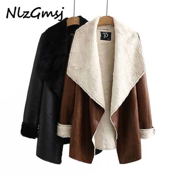 women coat jacket loose faux leather warm overcoats with fur streetwear female casual pu outerwears autumn spring 210628, Black;brown
women coat jacket loose faux leather warm overcoats with fur streetwear female casual pu outerwears autumn spring 210628, Black;brown