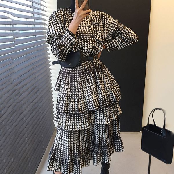 spring female loose casual turn down collar long sleeve panelled plaid patchwork ruffles dress 16w283 210510, Black;gray
spring female loose casual turn down collar long sleeve panelled plaid patchwork ruffles dress 16w283 210510, Black;gray