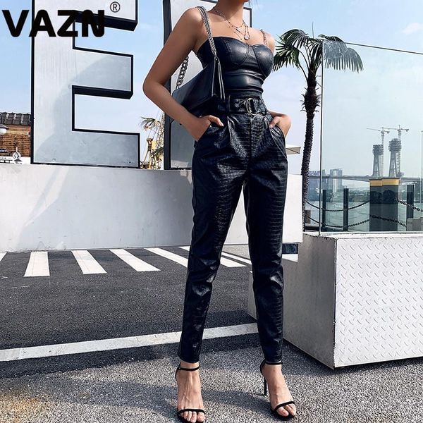 women's pants & capris vazn chic 2021 spring lady black solid pencil high waist sashes leather cool street ankle-length, Black;white
women's pants & capris vazn chic 2021 spring lady black solid pencil high waist sashes leather cool street ankle-length, Black;white