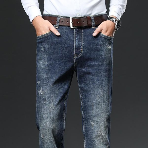 men's jeans 2021 autumn winter vintage distressed business regular fit stretch denim pants male brand trousers, Blue
men's jeans 2021 autumn winter vintage distressed business regular fit stretch denim pants male brand trousers, Blue