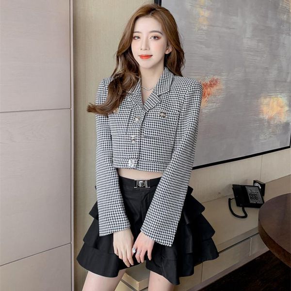 women's tracksuits elegant temperament goddess ol set black white houndstooth lapel twist lock short suit jacket+black fashion ruffled, Gray
women's tracksuits elegant temperament goddess ol set black white houndstooth lapel twist lock short suit jacket+black fashion ruffled, Gray