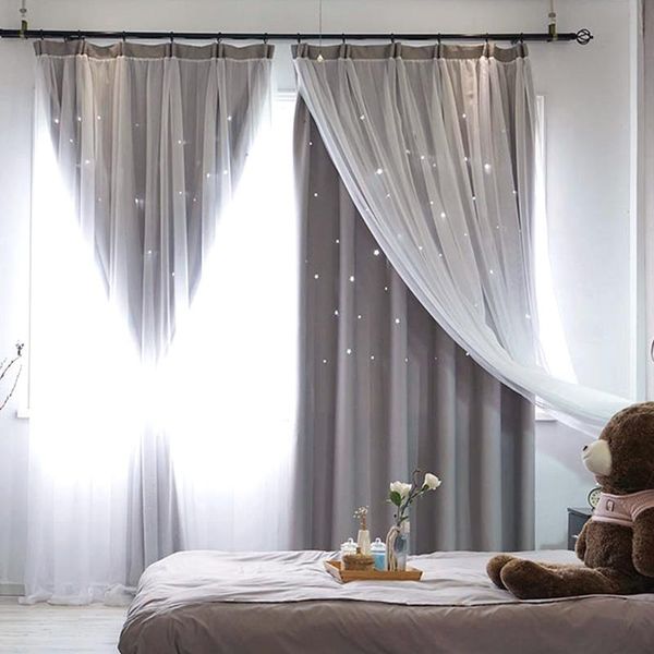 layers hollow out stars curtains double fabric and gauze drapes blinds (grey) home decor curtain &
layers hollow out stars curtains double fabric and gauze drapes blinds (grey) home decor curtain &