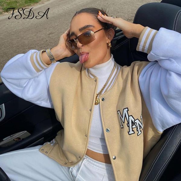 Women's Jackets FSDA 2021 Oversized Varsity Jacket Baseball Women Patchwork Autumn Winter Letter Print Long Sleeve Khaki Fashion Loose Coat, Black;brown
Women's Jackets FSDA 2021 Oversized Varsity Jacket Baseball Women Patchwork Autumn Winter Letter Print Long Sleeve Khaki Fashion Loose Coat, Black;brown