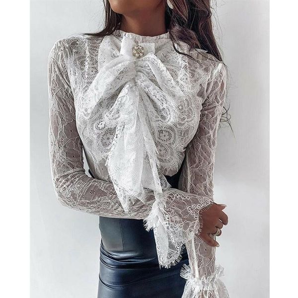 women elegant floral lace white blouses bow tie long sleeve slim skinny shirts ol casual soild blouse pullover blusas women's &
women elegant floral lace white blouses bow tie long sleeve slim skinny shirts ol casual soild blouse pullover blusas women's &