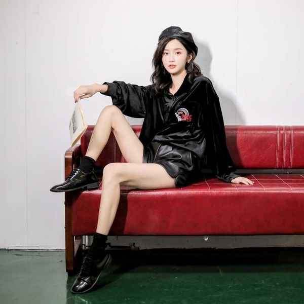 women's two piece pants autumn black velvet blouse long sleeve loose letter embroidered shirt oversized casual fall women 7n2t, White
women's two piece pants autumn black velvet blouse long sleeve loose letter embroidered shirt oversized casual fall women 7n2t, White