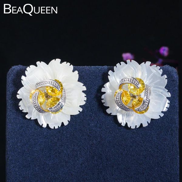 stud beaqueen cute rotating yellow cubic zirconia crystal 2 in 1 design big shell flower earrings for women diy jewelry e363, Golden;silver
stud beaqueen cute rotating yellow cubic zirconia crystal 2 in 1 design big shell flower earrings for women diy jewelry e363, Golden;silver