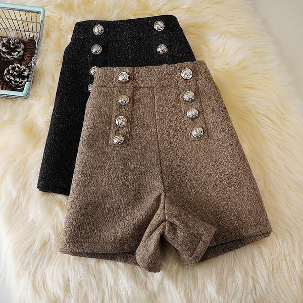 women's shorts women 2021 autumn winter korean wool female chic solid loose wide leg high waist buttons tweed g105, White;black
women's shorts women 2021 autumn winter korean wool female chic solid loose wide leg high waist buttons tweed g105, White;black