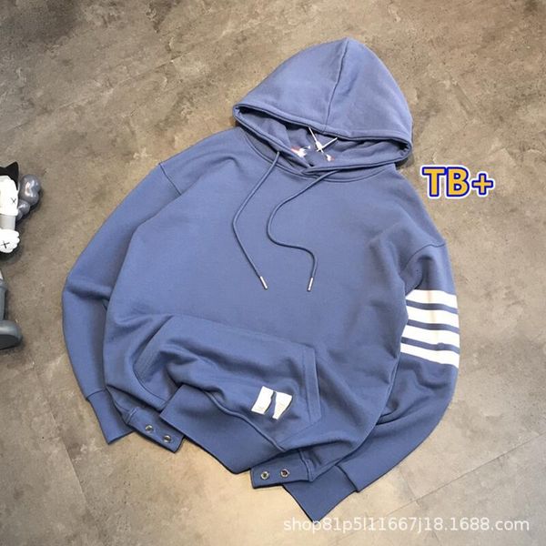 hoodies tb family's korean loose long sleeve drawstring hooded men's and women's yarn dyed terry cotton sweater in spring 21, Black
