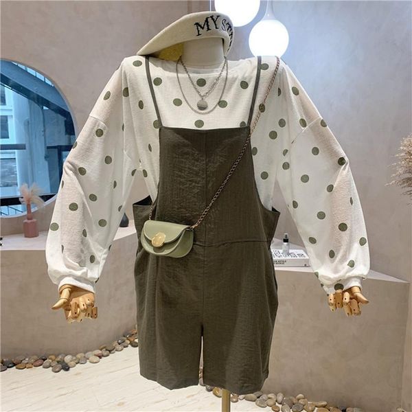 women's tracksuits clothing summer 2021 fashion loose wave point sunscreen long sleeve t-shirt + suspender overalls sling pants set, Gray
women's tracksuits clothing summer 2021 fashion loose wave point sunscreen long sleeve t-shirt + suspender overalls sling pants set, Gray