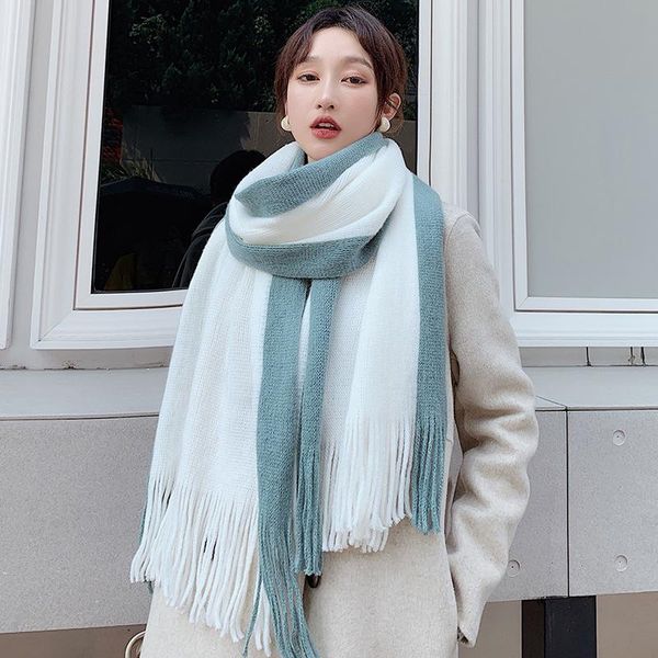 scarves korean autumn winter fashion long patchwork thick warm scarf solid color wild comfortable soft shawl, Blue;gray
scarves korean autumn winter fashion long patchwork thick warm scarf solid color wild comfortable soft shawl, Blue;gray