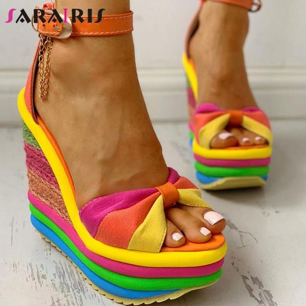 ladies wedges high heels shoes woman ankle strap party open toe platform rainbow summer sandals women 2021, Black
ladies wedges high heels shoes woman ankle strap party open toe platform rainbow summer sandals women 2021, Black