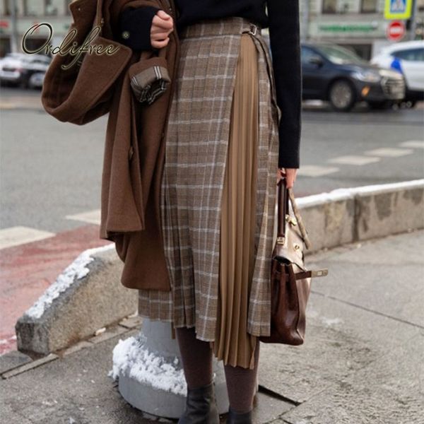 autumn winter women plaid pleated high waist korean woolen vintage streetwear midi skirt 210415, Black
autumn winter women plaid pleated high waist korean woolen vintage streetwear midi skirt 210415, Black