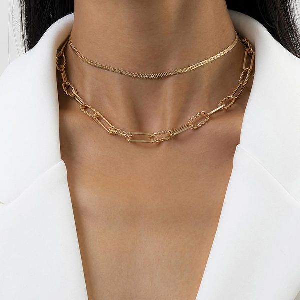 chokers multi-layered snake chain choker necklace for women gold silve color paper clip clavicle herringbone trendy jewelry gift, Golden;silver
chokers multi-layered snake chain choker necklace for women gold silve color paper clip clavicle herringbone trendy jewelry gift, Golden;silver