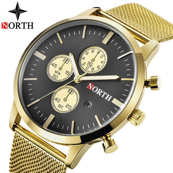 wristwatches north mens watches fashion watch men stainless steel waterproof business quartz gold casual sport clock, Slivery;brown 
wristwatches north mens watches fashion watch men stainless steel waterproof business quartz gold casual sport clock, Slivery;brown