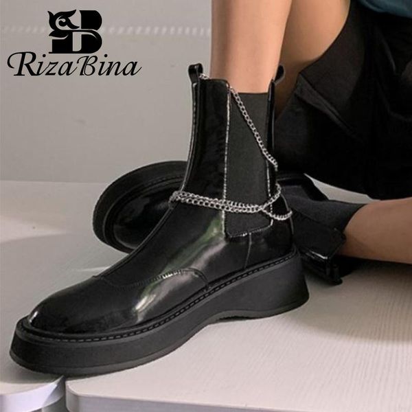 boots rizabina ankle for women shoes real leather platform metal chains slip on cool short boot female footwear size 34-39, Black
boots rizabina ankle for women shoes real leather platform metal chains slip on cool short boot female footwear size 34-39, Black