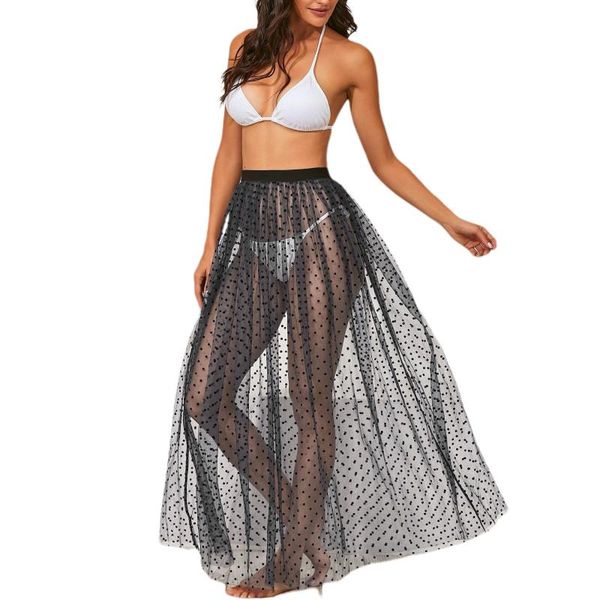 women's swimwear women multicolor elegant cover the beach see-through elastic waist mesh polka dot print long skirt, White;black
women's swimwear women multicolor elegant cover the beach see-through elastic waist mesh polka dot print long skirt, White;black