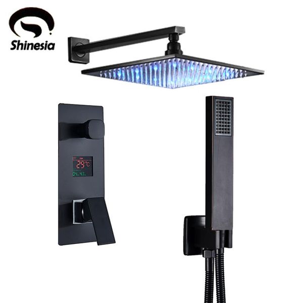shinesia concealed matte black bathroom shower faucet set wall mounted rainfall led light head bath and cold mixer sets
shinesia concealed matte black bathroom shower faucet set wall mounted rainfall led light head bath and cold mixer sets