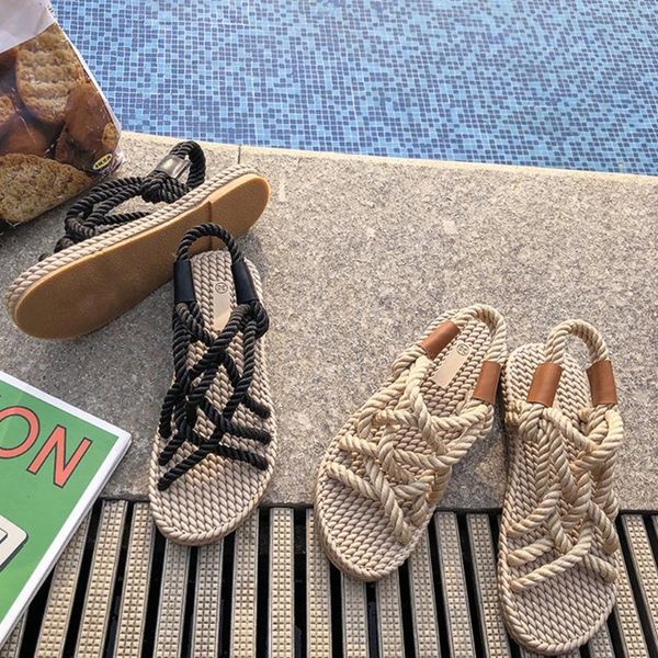 sandals rope braided roman flat for women summer beach with handmade soles and strap, Black
sandals rope braided roman flat for women summer beach with handmade soles and strap, Black