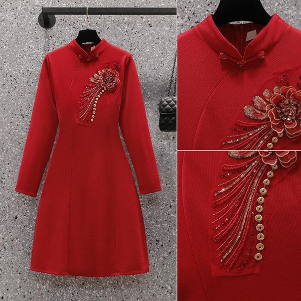 ethnic clothing plus size -4xl long sleeve red winter autumn party casual qipao traditional chinese women modern cheongsam dress
ethnic clothing plus size -4xl long sleeve red winter autumn party casual qipao traditional chinese women modern cheongsam dress