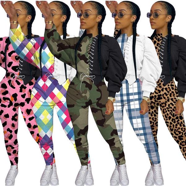 women's two piece pants zaggin 2021 autumn women camouflage leopard print 2-piece set casual lady lace-up full sleeve long leisure set, White
women's two piece pants zaggin 2021 autumn women camouflage leopard print 2-piece set casual lady lace-up full sleeve long leisure set, White