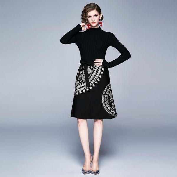 casual dresses autumn winter women's dress french commuter stand-up collar stitching embroidery lace knitted female waist x731, Black;gray
casual dresses autumn winter women's dress french commuter stand-up collar stitching embroidery lace knitted female waist x731, Black;gray
