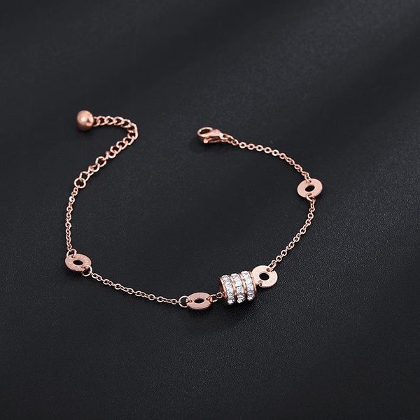 link, chain fashion titanium steel classic waist bracelet female year's three rows of zircon rose gold couple anklet, Black
link, chain fashion titanium steel classic waist bracelet female year's three rows of zircon rose gold couple anklet, Black