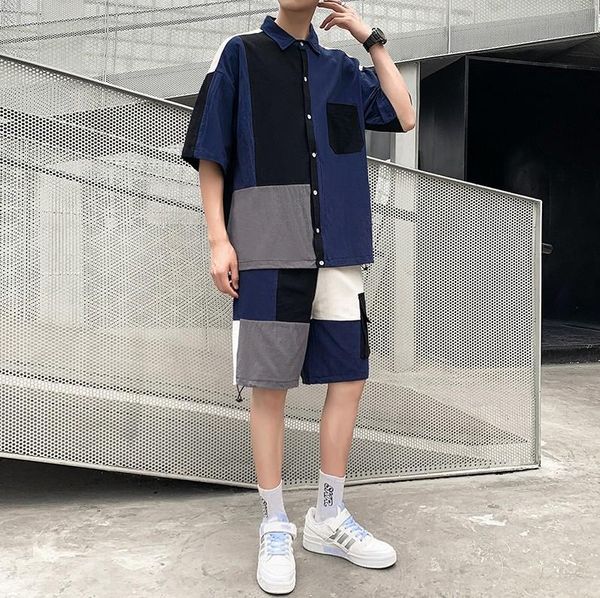 men's tracksuits trend stitching contrast color loose large size casual suit sports short-sleeved tracksuit sweat pants 2 piece, Gray
men's tracksuits trend stitching contrast color loose large size casual suit sports short-sleeved tracksuit sweat pants 2 piece, Gray