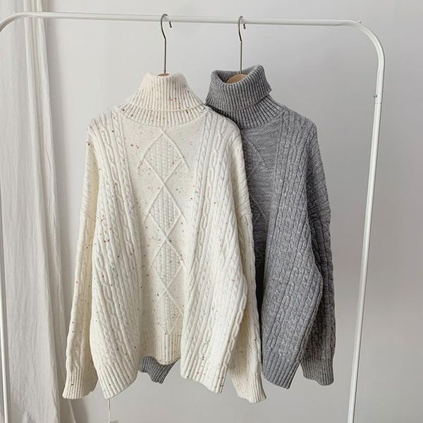 autumn and winter women's casual multicolor stitching high neck long sleeve sweater sweaters, White;black
autumn and winter women's casual multicolor stitching high neck long sleeve sweater sweaters, White;black