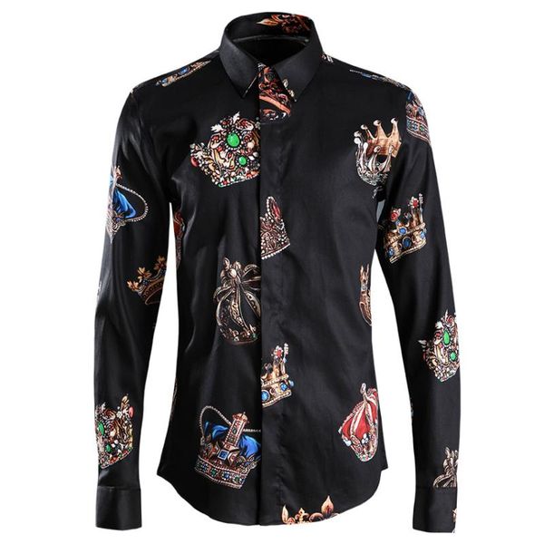 black men shirt luxury allover printing long sleeve mens shirts fashion slim fit dress plus size 4xl men's casual, White;black
black men shirt luxury allover printing long sleeve mens shirts fashion slim fit dress plus size 4xl men's casual, White;black