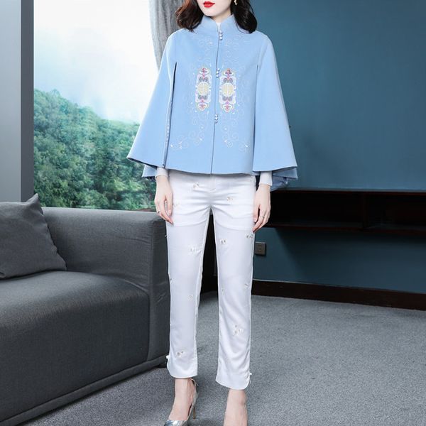 sweaters autumn winter cape women poncho style vintage embroidery wool jacket ladies blue pink coat woolen outwear, White;black
sweaters autumn winter cape women poncho style vintage embroidery wool jacket ladies blue pink coat woolen outwear, White;black