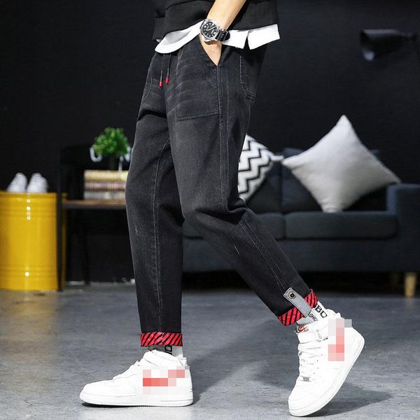 men's jeans slim fit selvedge striped cuff straight denim indigo streetwear fashion, Blue
men's jeans slim fit selvedge striped cuff straight denim indigo streetwear fashion, Blue